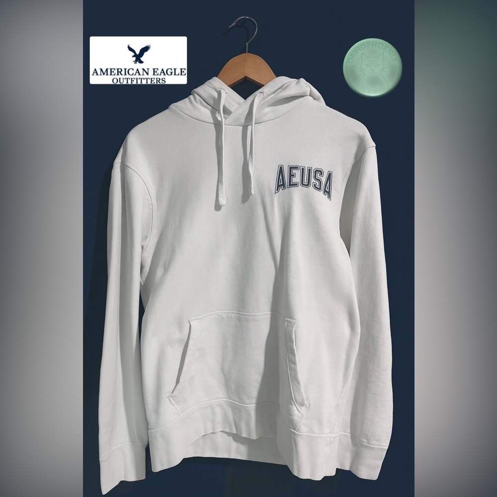 American Eagle Outfitters White Hoodie with Logo size S - Picture 8 of 9